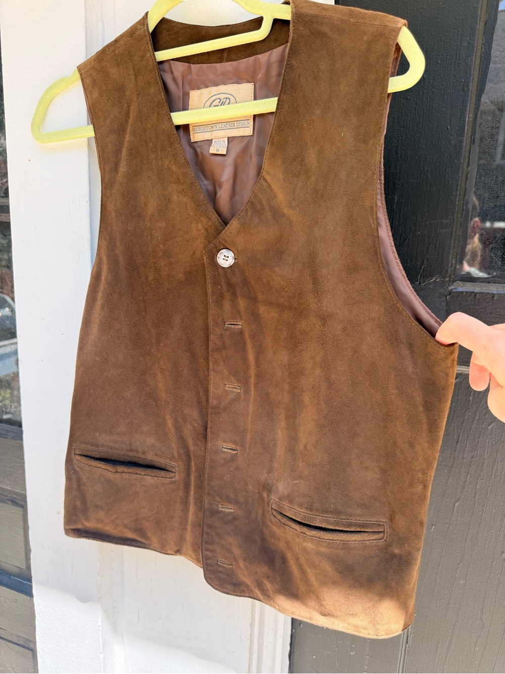 Men's Brown Suede Button-Front Vest